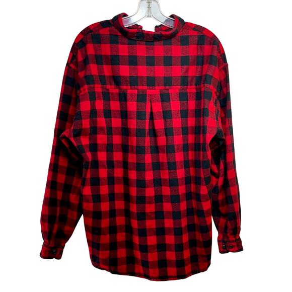 Woolrich Buffalo Plaid Flannel Shirt Womens XL Red Black Cotton L/S Button Front - Picture 2 of 3